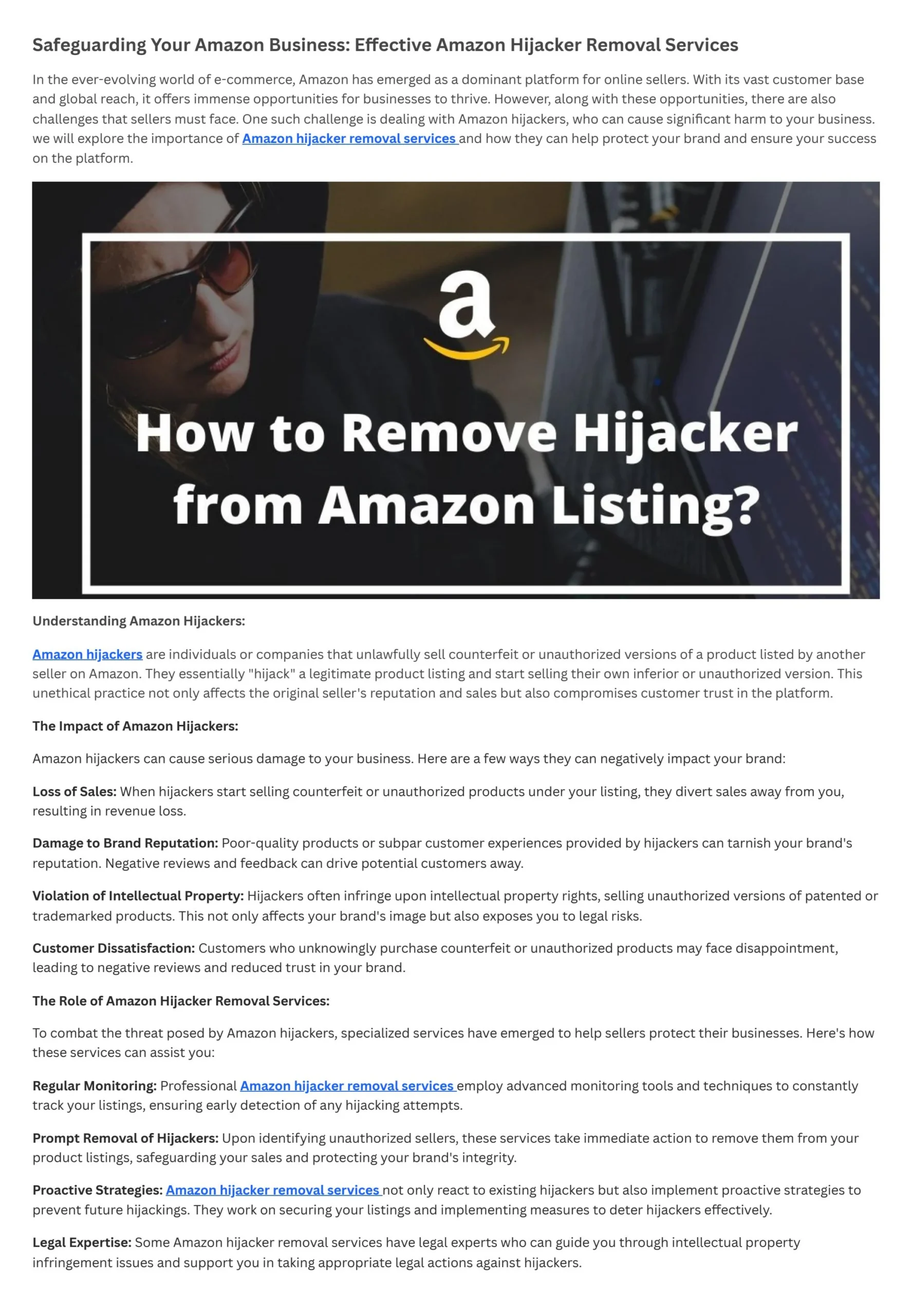 How Amazon Hijacker Removal Services Are Helping Amazon Sellers Protect Their Listings From Counterfeit Sellers